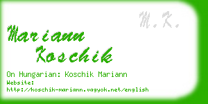 mariann koschik business card